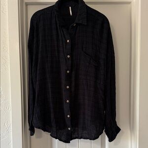 Free People Black Button Down Shirt